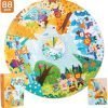 88/108/128/158 Piece Floor Puzzles for Kids 4-8, Toddler Jigsaw Puzzles 3-5 Years Old, Large Circular Animals Jigsaw Puzzle Toys, Educational Learning Gifts for 5 6 78 Year Old Boys Girls Children (Animals) - 88 pcs cartoon