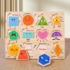 Montessori Wooden Puzzles Hand Grab Boards Tangram Jigsaw Toys Baby Educational Toys Cartoon Vehicle Animals Fruits 3D Puzzles - shapes
