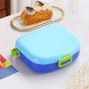 Portable Bento with Fork and Spoon Lunch Box, Leakproof Plastic Food Container, Outdoor Camping Child Lunch Box, School Kids for kindergarten 2 meals capacity 1.2L - Blue