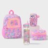 Smiggle primary school flower bag set grade 1-4 set of 5 pieces/ bag+lunch box +lunch bag+ water bottle+pencil case